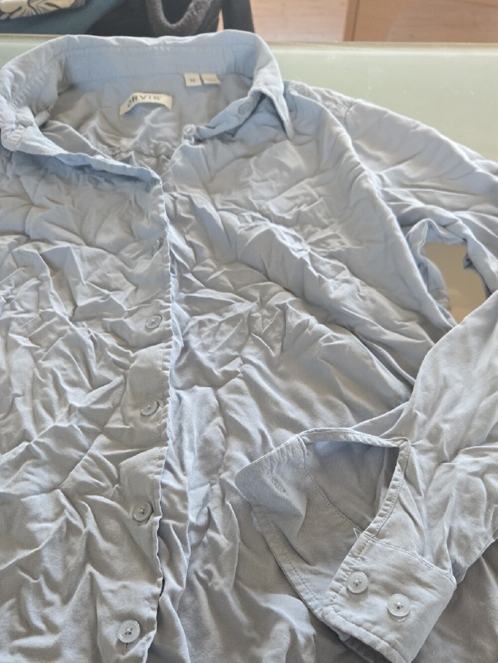 Orvis Light Blue Button-Front Blouse - Picture 5 of 12